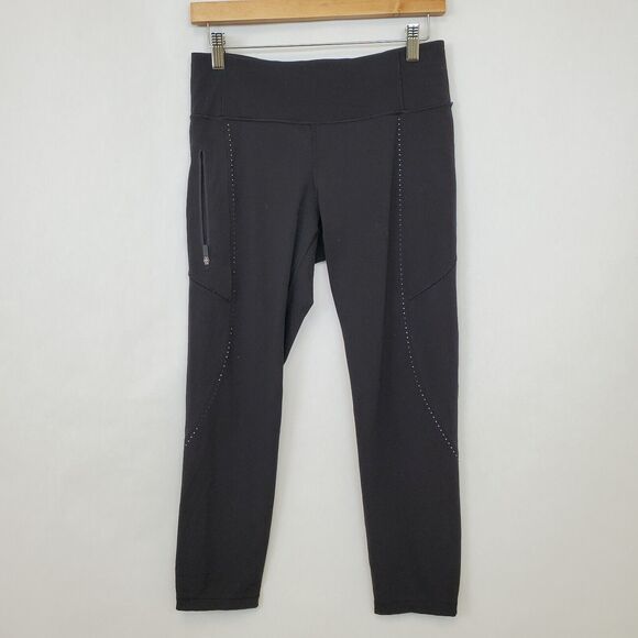 lululemon athletica Pants - Lululemon Leggings Womens 8 Extra Mile Crop Reflective 23" Black Run Gym Workout